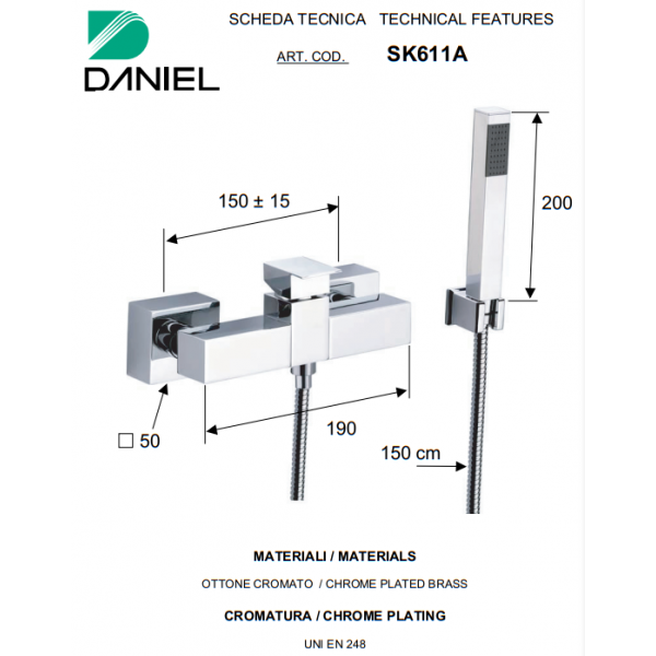 Змішувач для душу DANIEL SK611ACR