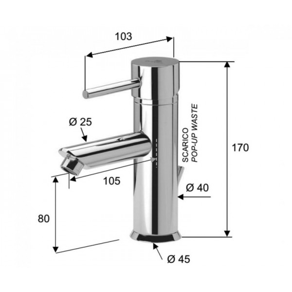 Смеситель для раковины с донным клапаном DANIEL S20605YC86