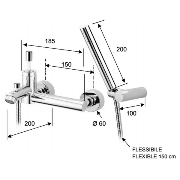 Смеситель для ванны с душем джойстик DANIEL K18610CR