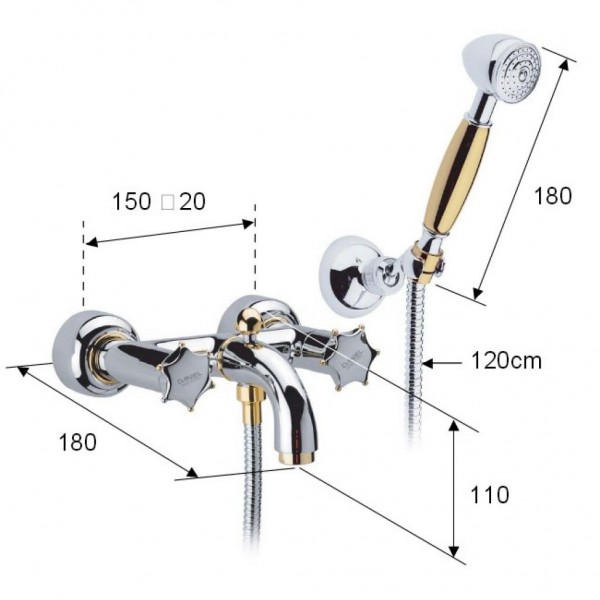 Смеситель для ванны с душем двухрычажный DANIEL MI4302CRDO