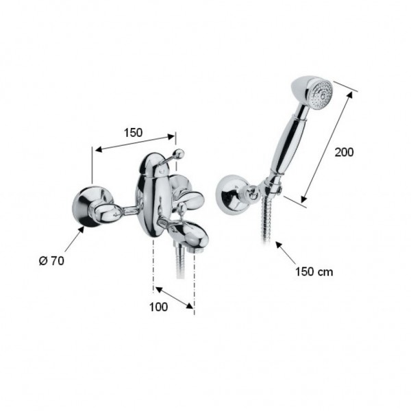 Смеситель для ванны с душем DANIEL PR21610CR