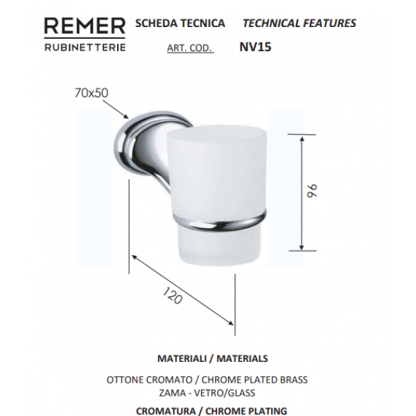 Стакан для зубных щёток с держателем REMER NV15