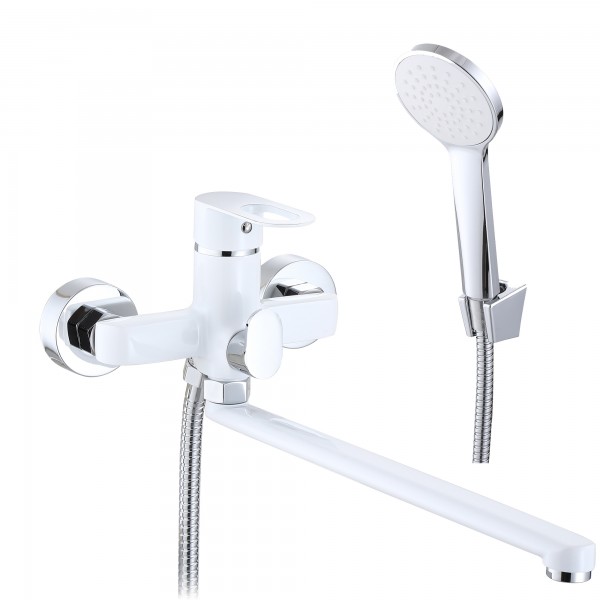 Смеситель для ванны с поворотным изливом белый Lidz LDLAT005WHI45425