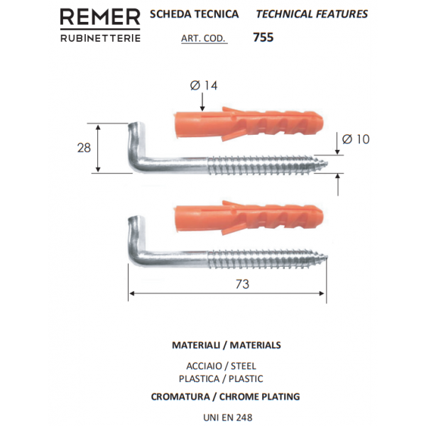 Крепление 75 мм для бойлера REMER 75575 Крепление 75 мм для бойлера REMER 75575