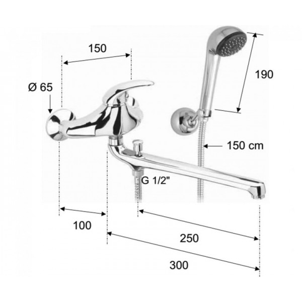 Смеситель для ванны с душем REMER G49