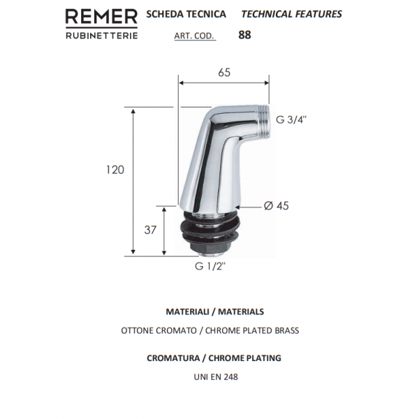 Ножки для смесителя на борт ванны REMER 88 купить по лучшей цене в