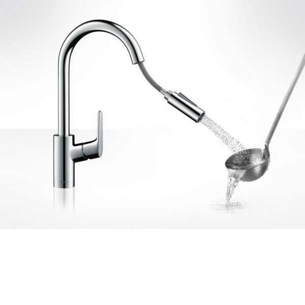 Смеситель для кухни с вытяжной лейкой на 2 режима струи Hansgrohe Focus 31815000