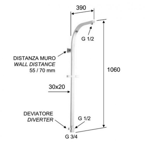 Душова колона 106 см з перемикачем REMER 330W
