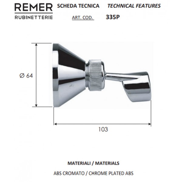 Держатель  для ручного душа Remer 335P Держатель  для ручного душа Remer 335P