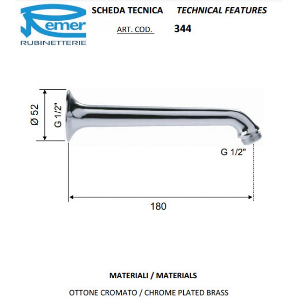Кронштейн для верхнього душу Remer 34420