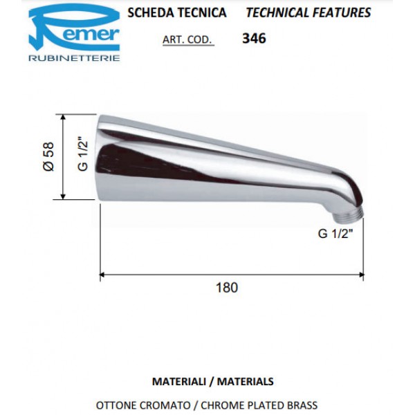 Кронштейн для верхнього душу Remer 34620