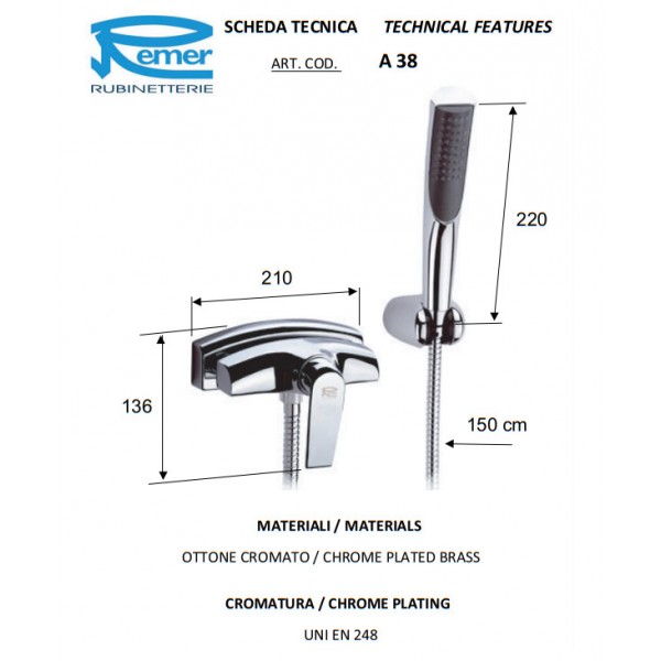 Смеситель для душа Remer A38