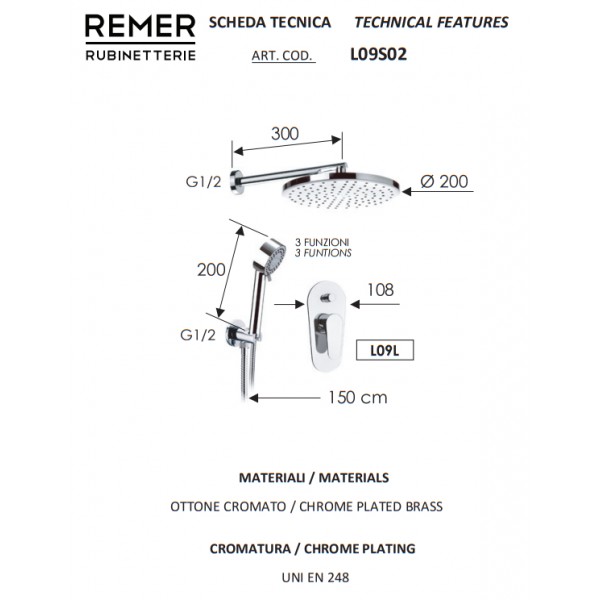 Душевая система Remer L09S02D20