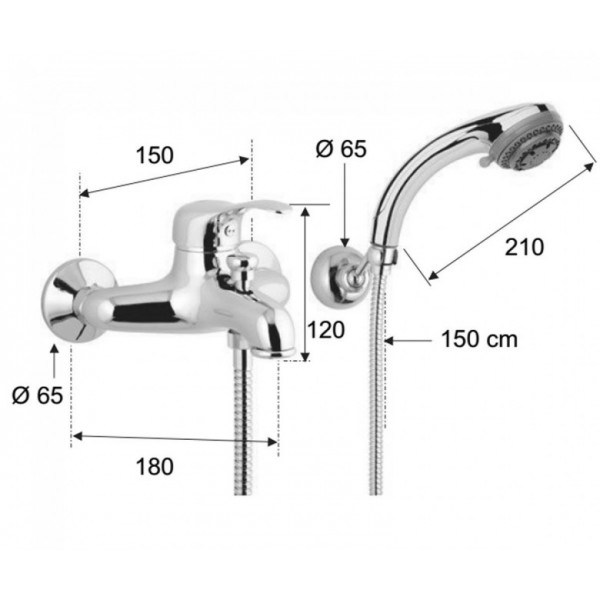 Смеситель для ванны с душем REMER M02