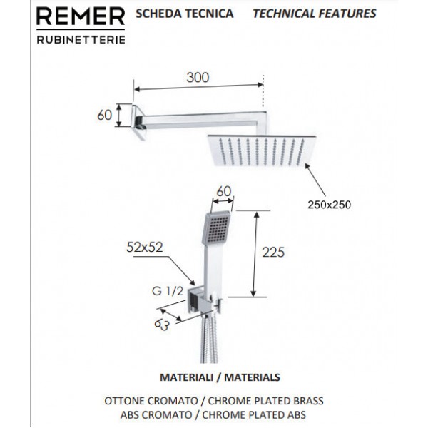 Душевой гарнитур REMER SETS02Q25Q