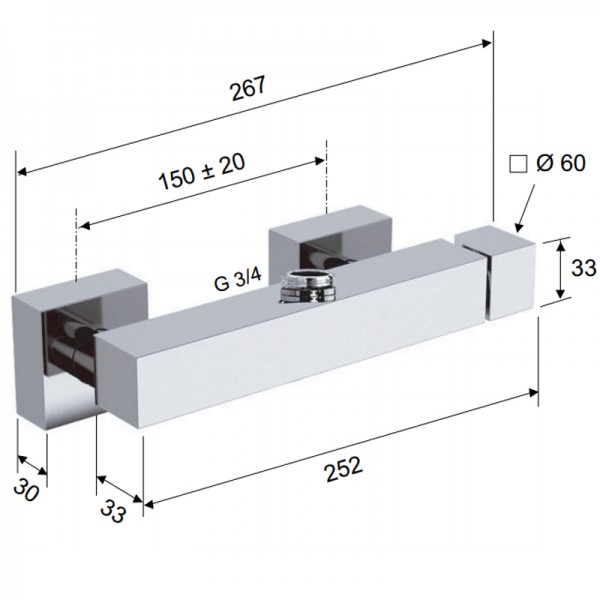 Смеситель для душа без гарнитура DANIEL OX23611ZCR
