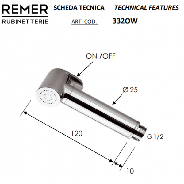 Лійка для гігієнічного душу REMER 332OW