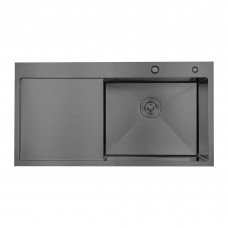 Мойка для кухни с крылом черная нержавеющая сталь Lidz LDH7849BLPVD43624