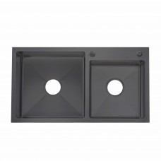 Мойка для кухни с крылом черная нержавеющая сталь Lidz LDH7843BPVD45586