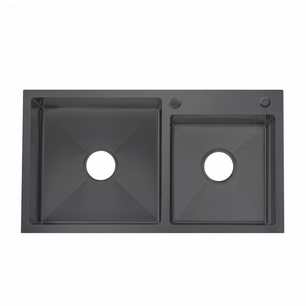 Мийка для кухні з крилом чорна нержавіюча сталь Lidz LDH7843BPVD45586