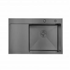 Мойка для кухни с крылом черная нержавеющая сталь Lidz LDH6350BLPVD45589