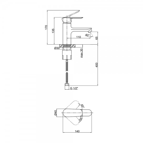 Змішувач для раковини Lidz (CRM) 15 36 001 00