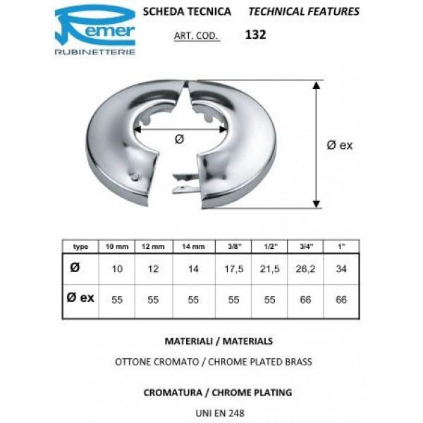 Декоративна чашка 3/4" розбірна REMER 13234 накладка для змішувача