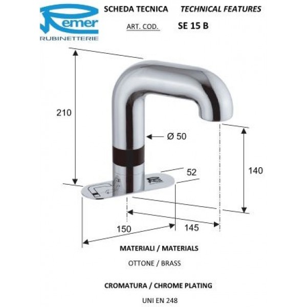 Кран для умывальника сенсорный (бесконтактный) REMER SE15B