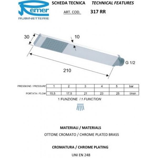 Душова лійка плоска REMER 317RR