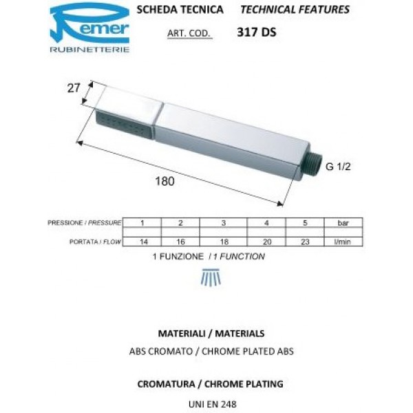 Душевая лейка REMER 317DS