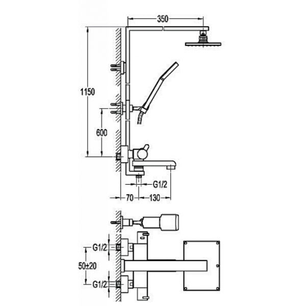 Душевая система с термостатом AQUA-WORLD Serena СМ40Сн.14.2т
