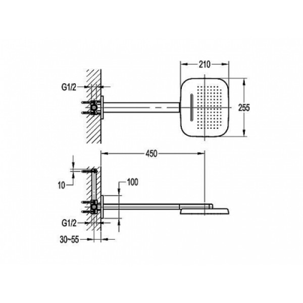 Лейка верхнего душа каскадная с держателем AQUA-WORLD Modern СМ40Мд.1.2