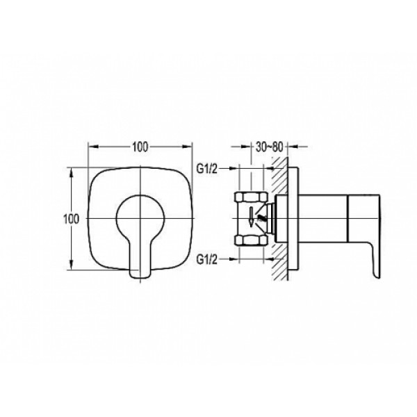 Кран-стоп прихованого монтажу AQUA-WORLD Modern СМ40Мд.18.1в
