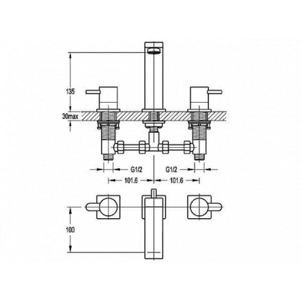 Змішувач для раковини на 3 отвори AQUA-WORLD Serena СМ40Сн.17.4