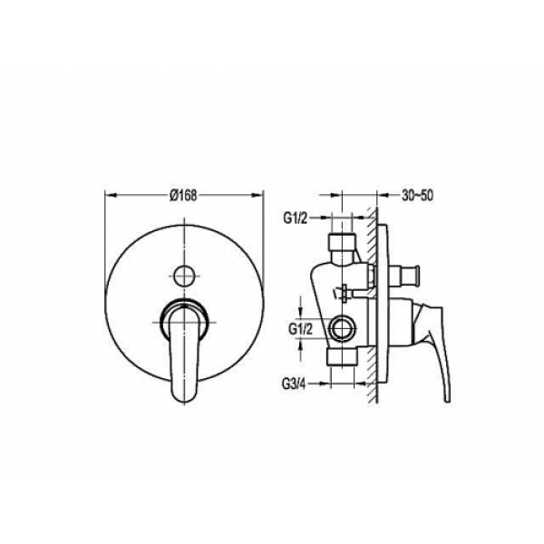 Змішувач прихованого монтажу на 2 виходи AQUA-WORLD Art Deco СМ35Ад.14.2в