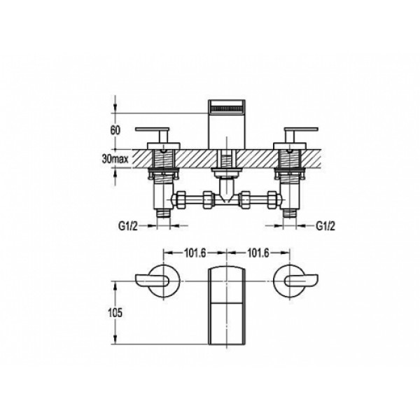 Смеситель для умывальника на 3 отверстия AQUA-WORLD Cascade СМ40Кд.17.4
