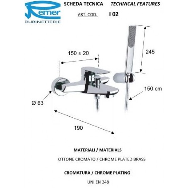 Змішувач для ванни REMER I02