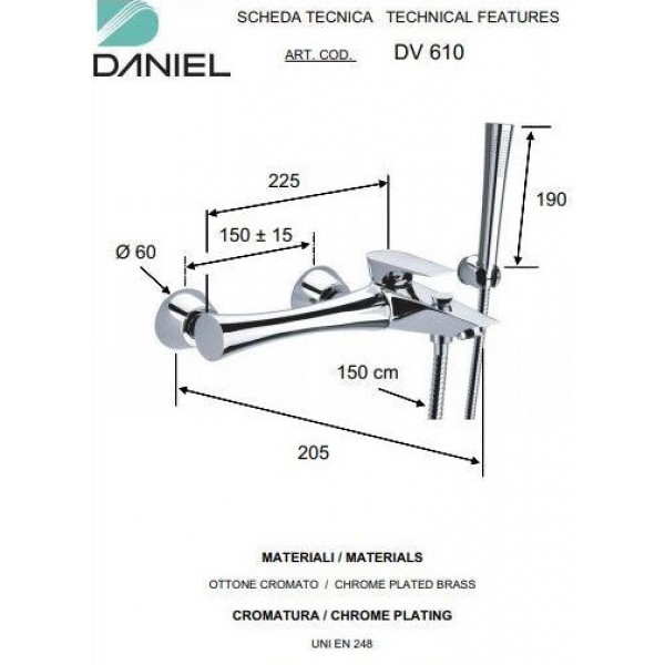 Смеситель для ванны DANIEL DV610 YM88 золото