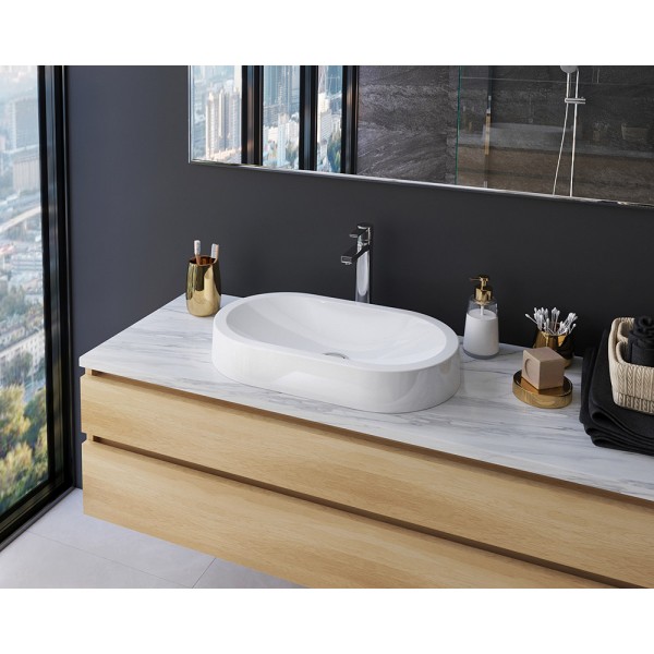 Умивальник накладний 600 х 350 мм білий Snail 150A100