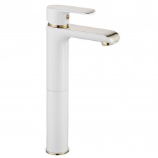 Змішувач для раковини REA BLOOM WHITE GOLD білий/золото високий