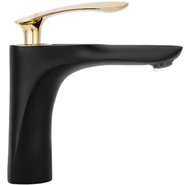 Смеситель для раковины (умывальника)  REA ORBIT BLACK GOLD черный/золото низкий