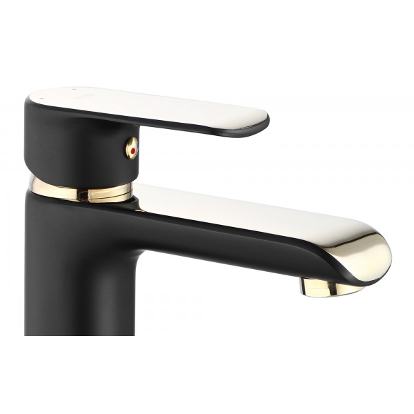 Змішувач для раковини REA BLOOM BLACK GOLD чорний/золото низький