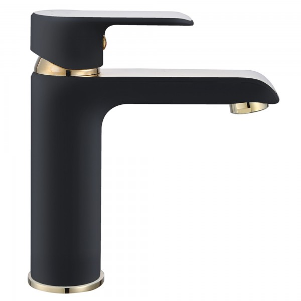 Змішувач для раковини REA BLOOM BLACK GOLD чорний/золото низький