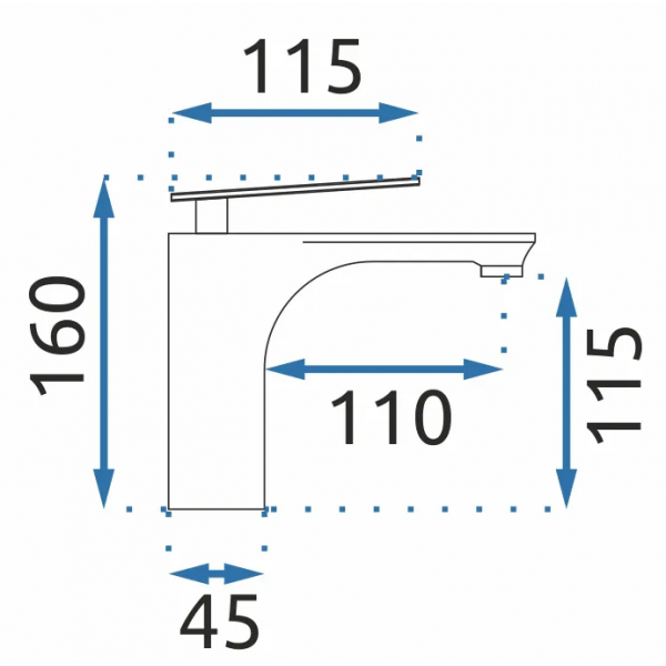 Смеситель для раковины (умывальника) REA BERG BLACK черный низкий