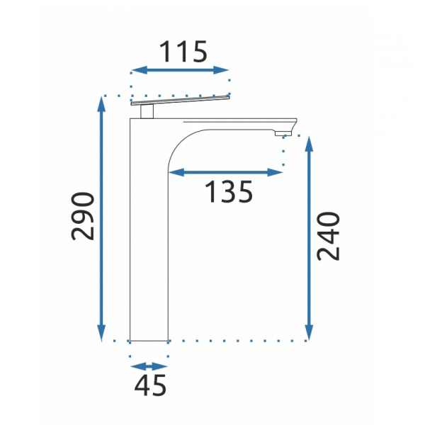Змішувач для раковини REA BERG CHROM хром високий