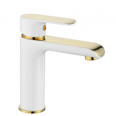 Змішувач для раковини REA BLOOM WHITE GOLD білий/золото низький
