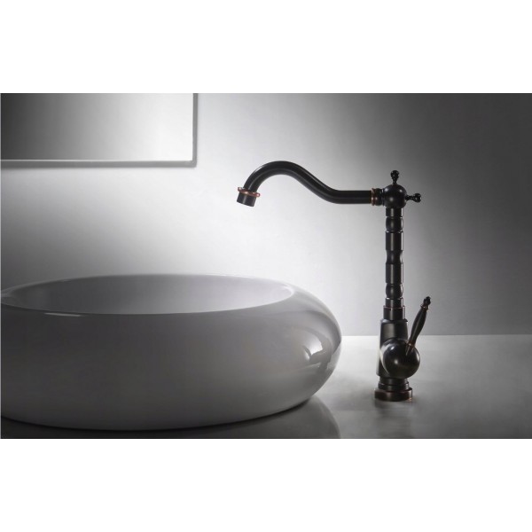 Смеситель для раковины (умывальника) REA BONA OLD BLACK черный высокий