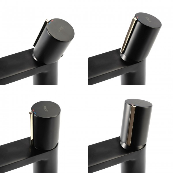 Змішувач для раковини REA ICON BLACK L.GOLD чорний високий