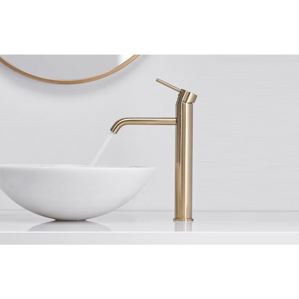 Смеситель для раковины (умывальника) REA LUNGO L.GOLD золотой высокий