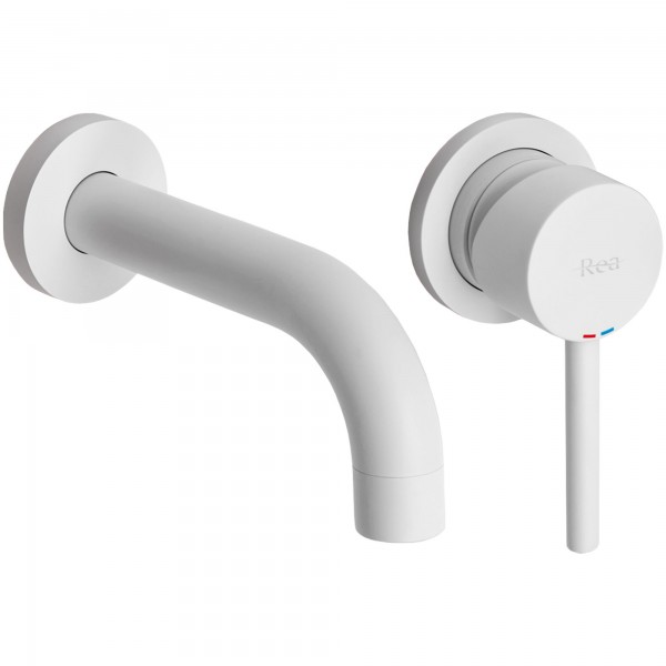 Змішувач для раковини REA LUNGO WHITE MAT + BOX білий прихованого монтажу (настінний)